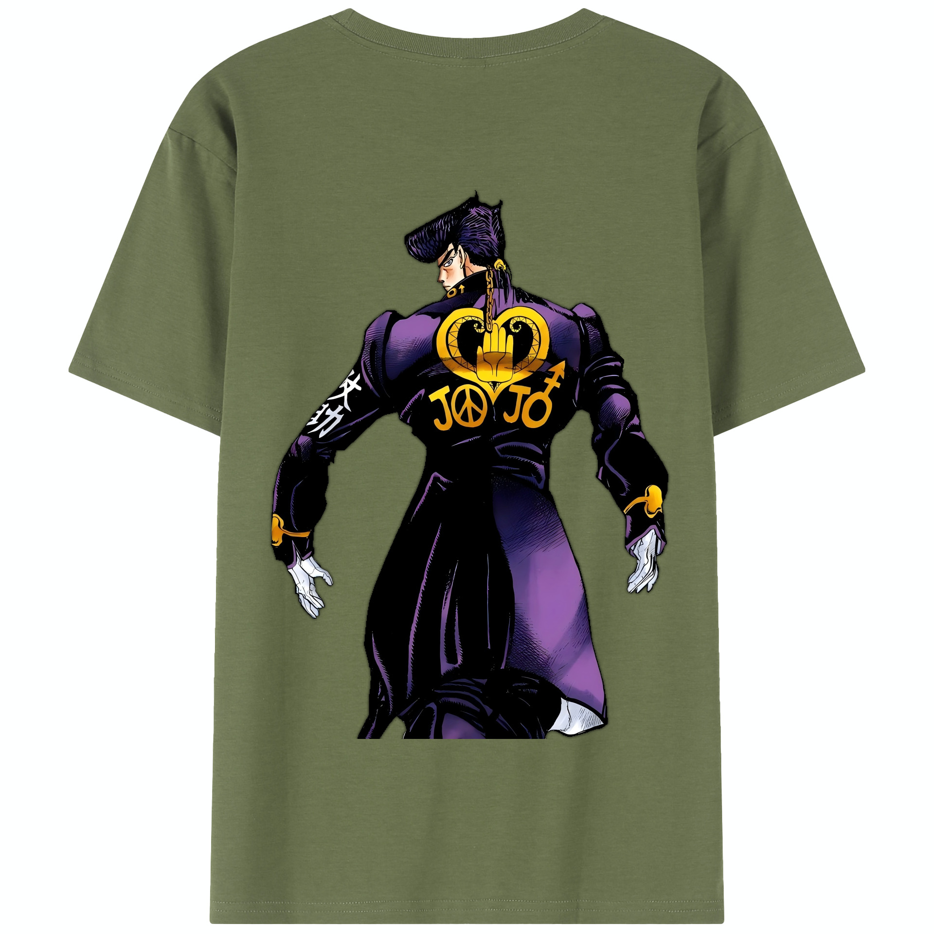 （画像用） ジョジョの奇妙な冒険 ひがしかた じょうすけ JoJo's Bizarre Adventure Higashikata Josuke 綿100％半袖Tシャツ（背面プリント）